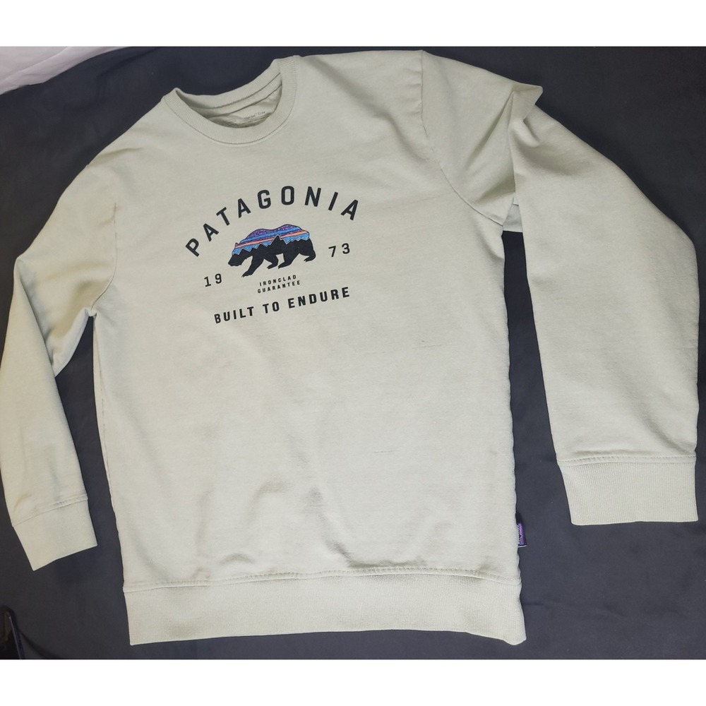 Patagonia Light Green Crewneck Sweatshirt with Logo